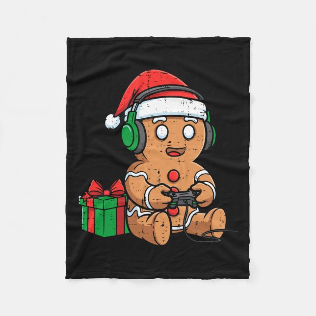 Christmas Gingerbread Gamer Xmas Gaming Boys Kids  Fleecedecke (Vorderseite)