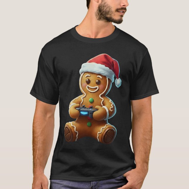 Christmas Gingerbread Gamer Xmas Gaming Boys Youth T-Shirt (Vorderseite)