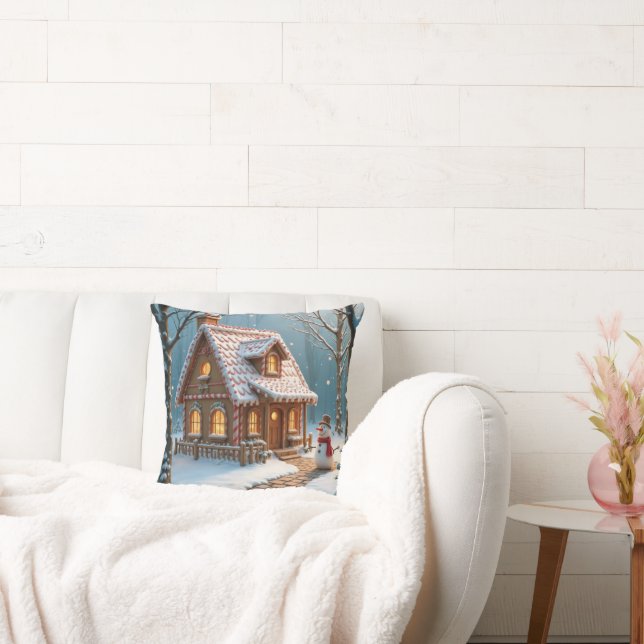 Christmas Gingerbread House With a Snowman  Kissen (Liege)