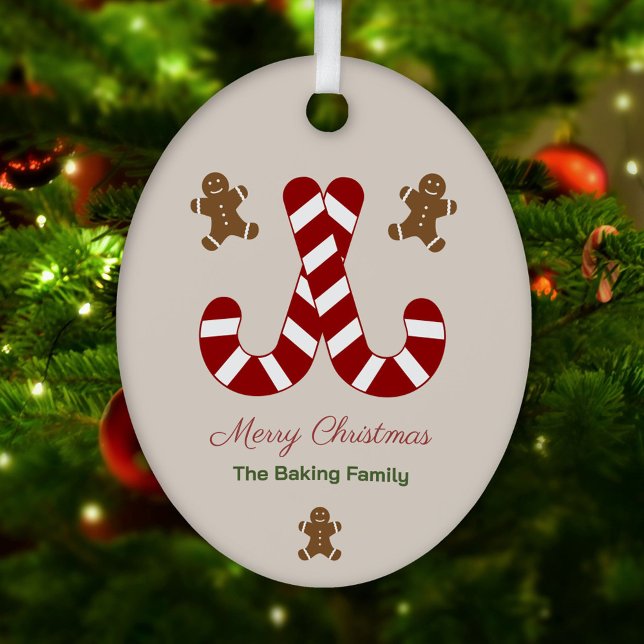 Christmas Gingerbread Man & Candy Cane Ornament Aus Metall (Christmas Gingerbread Man & Candy Cane Metal Ornament)