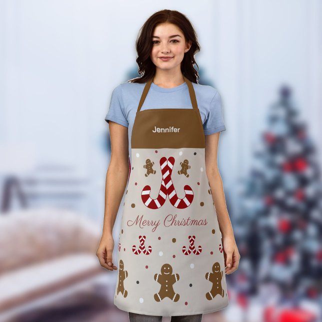 Christmas Gingerbread Man & Candy Cane Schürze (Christmas Gingerbread Man & Candy Cane Apron)
