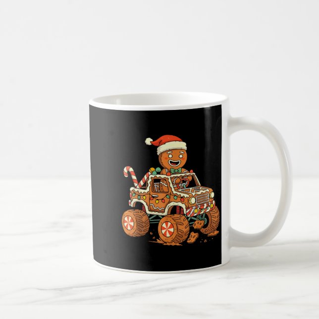 Christmas Gingerbread Man Driving Truck Xmas Light Kaffeetasse (Rechts)