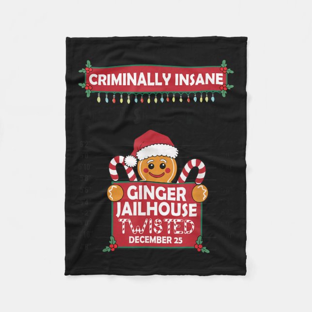 Christmas Gingerbread Man Ginger Jailhouse Crimina Fleecedecke (Vorderseite)