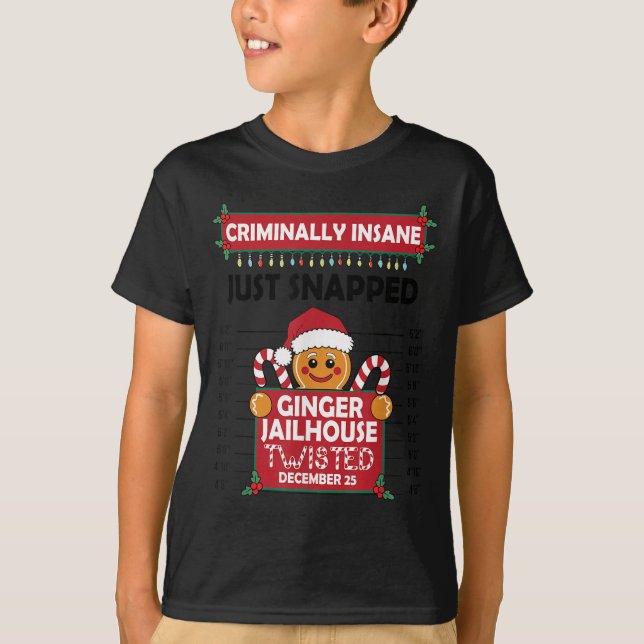 Christmas Gingerbread Man Ginger Jailhouse Crimina T-Shirt (Vorderseite)