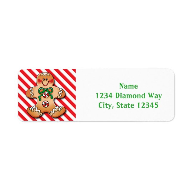 Christmas Gingerbread Man Holiday Address Labels (Vorne)