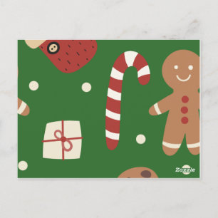 Christmas Gingerbread Man Pattern Postkarte