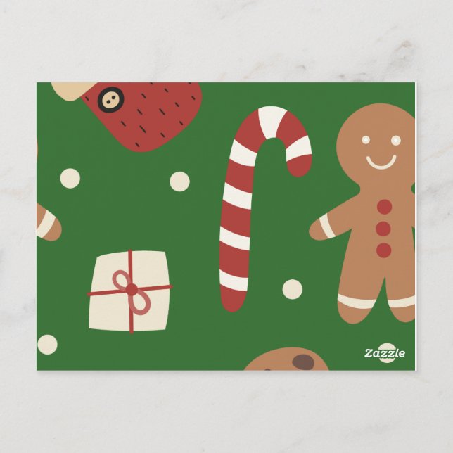 Christmas Gingerbread Man Pattern Postkarte (Rückseite)