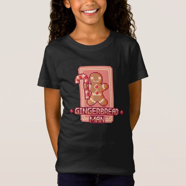 Christmas Gingerbread Man Pixel Art Design T-Shirt (Vorderseite)