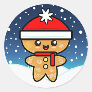 Christmas Gingerbread Man Runder Aufkleber