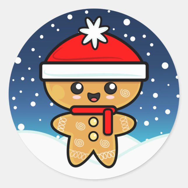 Christmas Gingerbread Man Runder Aufkleber (Vorderseite)