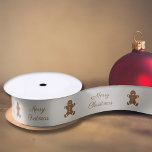 Christmas Gingerbread Man Satinband<br><div class="desc">Ein Band mit einem braunen Lebkuchenmann und einem anpassbaren Text "Frohe Weihnachten": perfekt zum Geschenk bei der Zuhause oder für Ihre Kunden in Ihrem Shop!</div>
