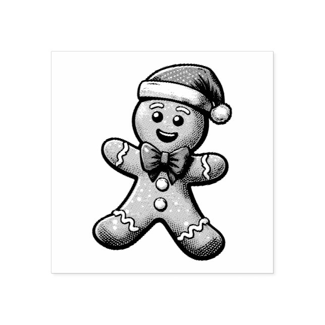 Christmas Gingerbread Man Wood Art Briefmarke Gummistempel (Prägung)