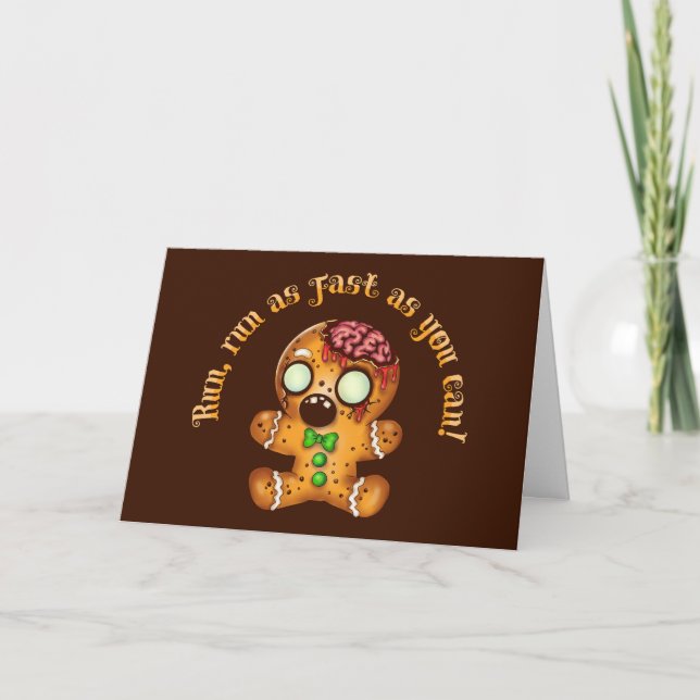 Christmas Gingerbread Man Zombie Karte (Vorderseite)