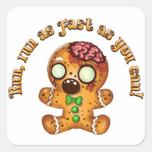 Christmas Gingerbread Man Zombie Quadratischer Aufkleber