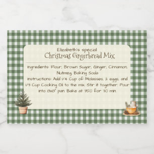 Christmas Gingerbread Mix Green Gingham Labels Lebensmitteletikett