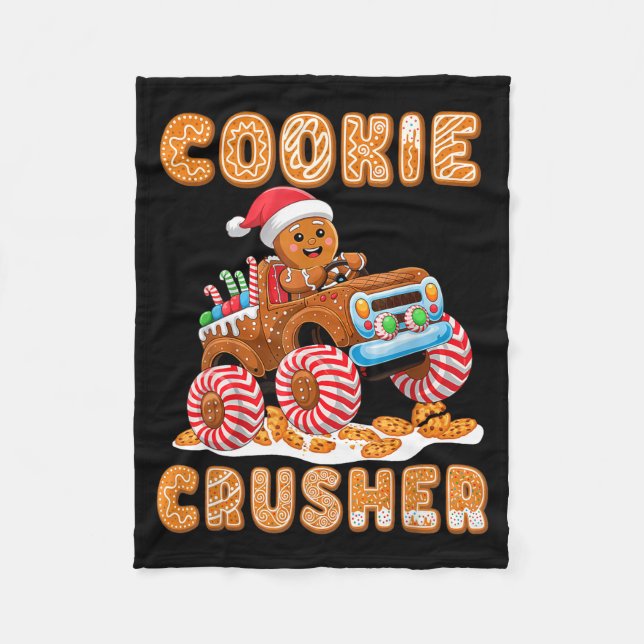 Christmas Gingerbread Pajamas Cookie Crusher Monst Fleecedecke (Vorderseite)