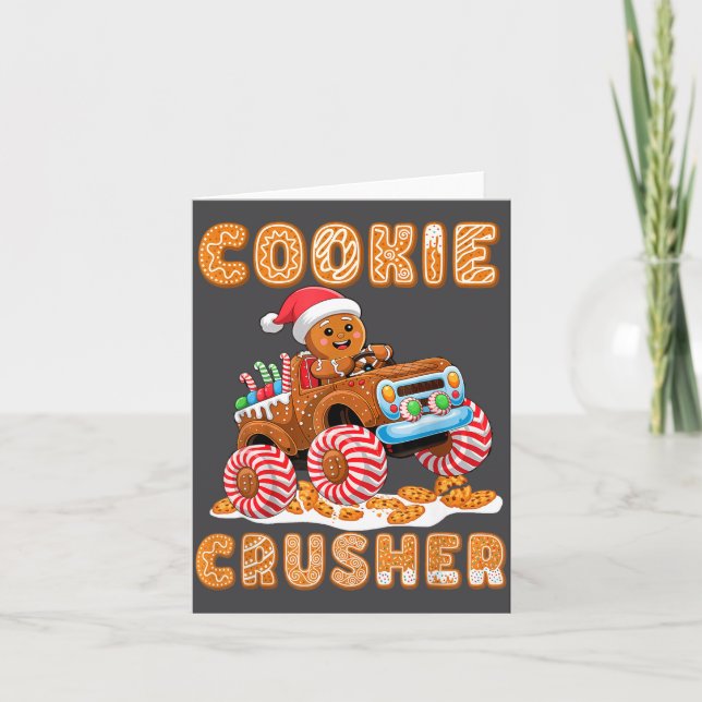 Christmas Gingerbread Pajamas Cookie Crusher Monst Karte (Vorderseite)