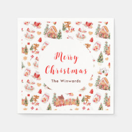 Christmas Gingerbread Red Merry Christmas Serviette