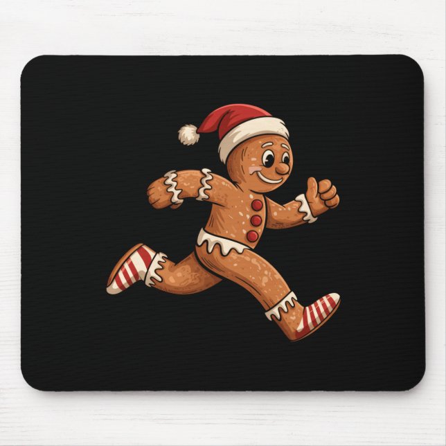 Christmas Gingerbread Running Funny Runners Pajama Mousepad (Vorne)