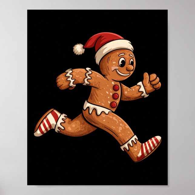 Christmas Gingerbread Running Funny Runners Pajama Poster (Vorne)