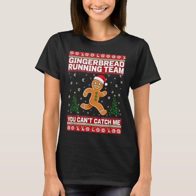 Christmas Gingerbread Running Team Funny Xmas Tee  (Vorderseite)