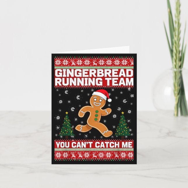 Christmas Gingerbread Running Team Funny Xmas Tee  Karte (Vorderseite)