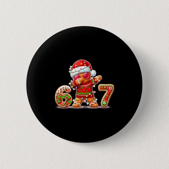Christmas Gingerbread Six Seven 67 Ice Cream Drip  Button (Vorderseite)