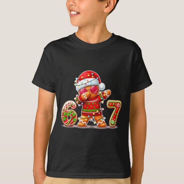 Christmas Gingerbread Six Seven 67 Ice Cream Drip  T-Shirt (Vorderseite)