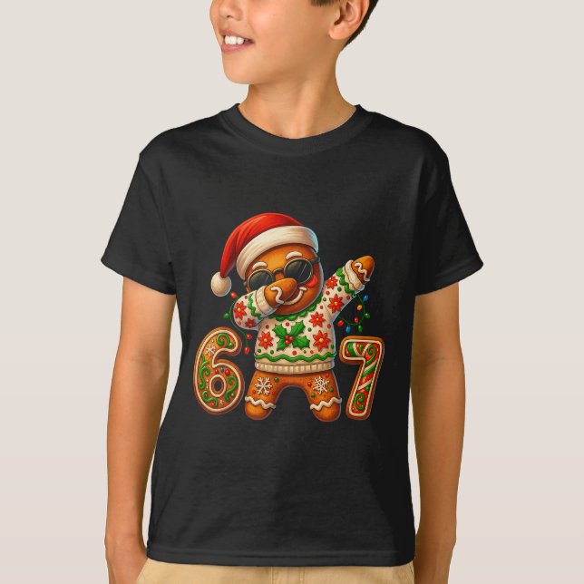 Christmas Gingerbread Six Seven 67 Meme Xmas Slang T-Shirt (Vorderseite)