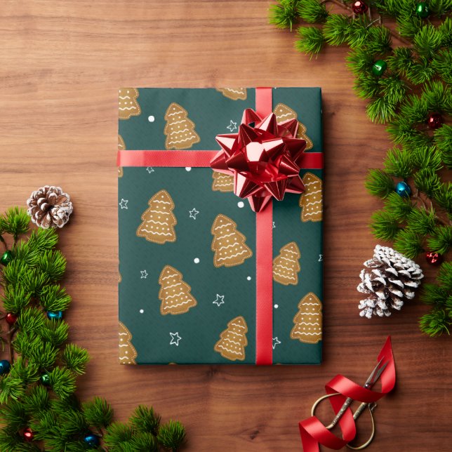 Christmas Gingerbread Trees Wrapping Paper Geschenkpapier (Feiertagsgeschenk)