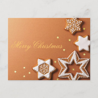 Christmas Gingerbreads With Golden Stars Feiertagspostkarte