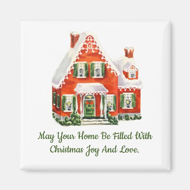 Christmas Gingerbrett House Square Magnet (Vorne)