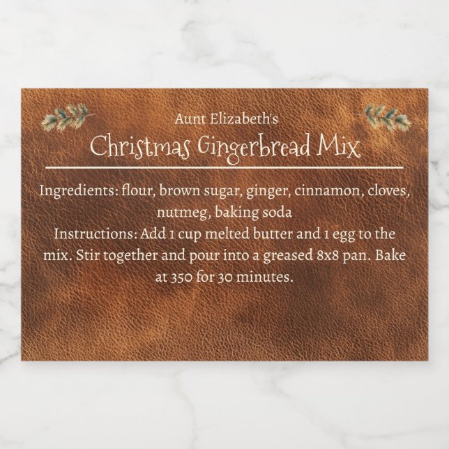 Christmas Gingerbrett Mix Personalisiert Brown Lebensmitteletikett (Einzelnes Label)