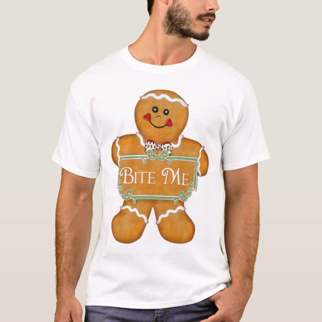 Christmas Gingerbrot Man - Bite Me T-Shirt (Vorderseite)