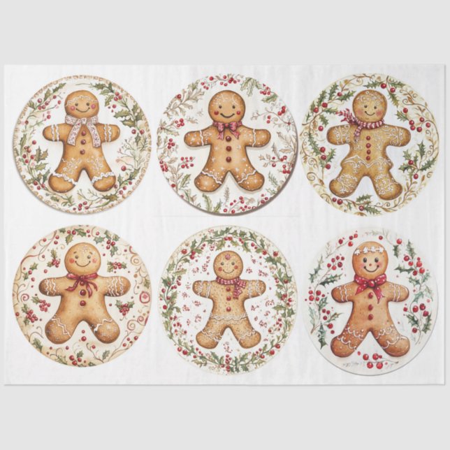 Christmas Gingerman Rounds Seidenpapier (Vorderseite)