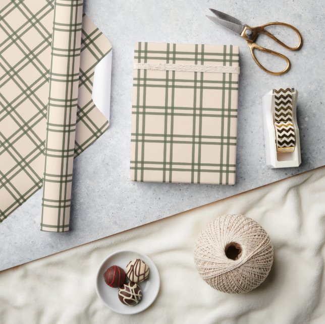 Christmas Gingham Grid Vintage Traditional Modern Geschenkpapier (Kunsthandwerk)
