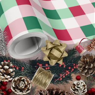 Christmas Gingham - Rot, Grün und Weiß Geschenkpapier