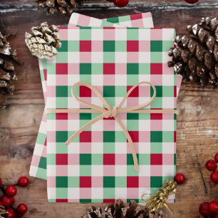 Christmas Gingham - Rot, Grün und Weiß Geschenkpapier Set