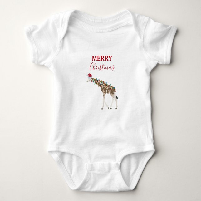 Christmas Giraffe Funny Animals with Santa Hat  Baby Strampler (Vorderseite)