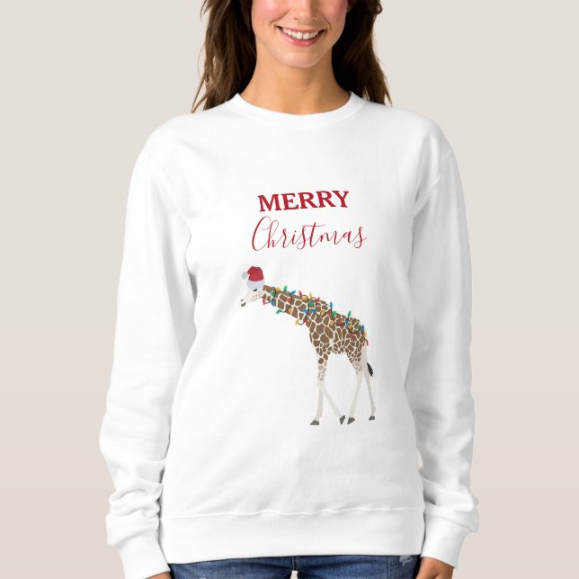 Christmas Giraffe Funny Animals with Santa Hat  Sweatshirt (Vorderseite)