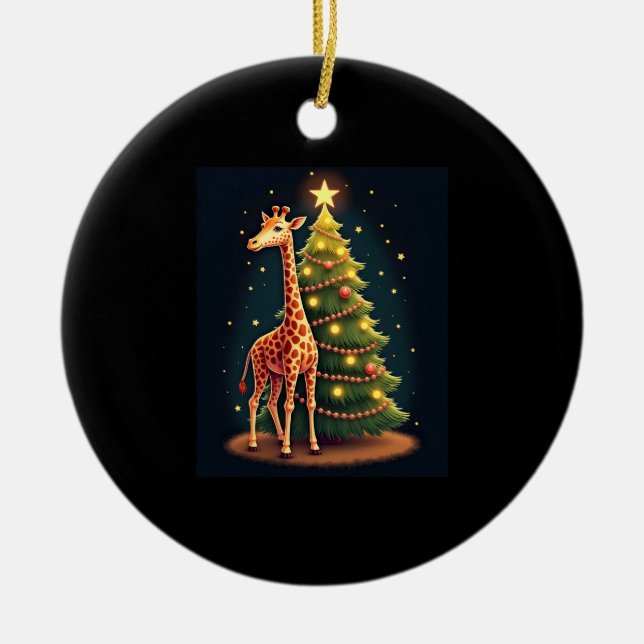 Christmas Giraffe Official Tree Topper Funny Tall  Keramik Ornament (Vorne)