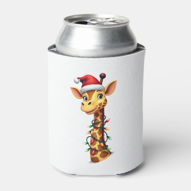 Christmas Giraffe Santa Hat Lights Giraffe Men Wom Dosenkühler (Kanne Vorderseite)