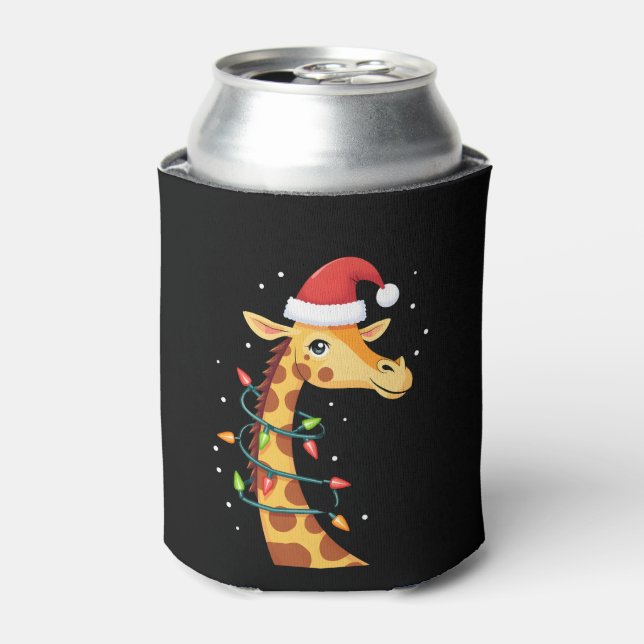 Christmas Giraffe Santa Hat Lights Giraffe Men Wom Dosenkühler (Kanne Vorderseite)