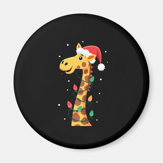 Christmas Giraffe Santa Hat Lights Giraffe Men Wom Magnet (Vorne)