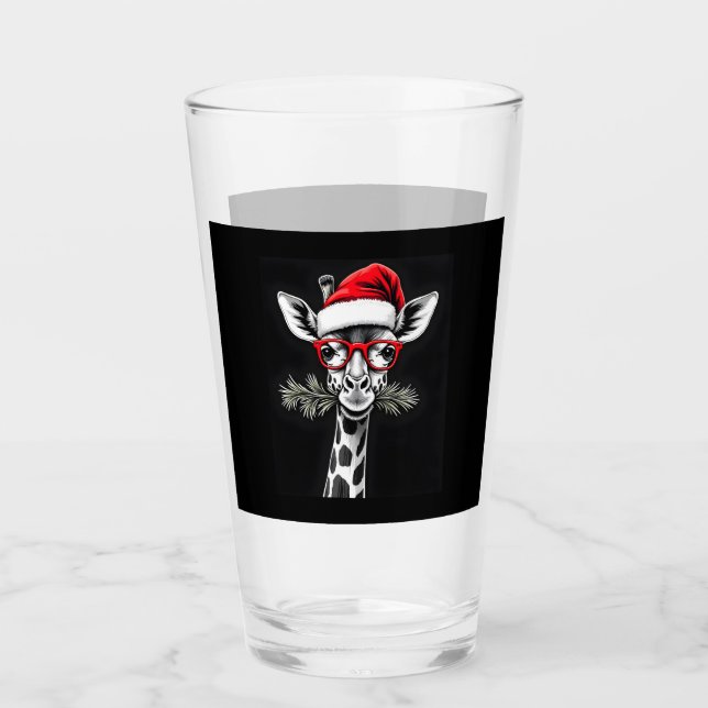 Christmas Giraffe Santa Hat Pajama Gift Family Mat Glas (Vorderseite)