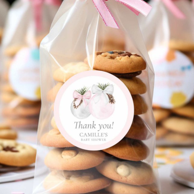 Christmas Girl Baby Shooter Vielen Dank Runder Aufkleber (Christmas Girl Baby Shower Personalized Thank you sticker)