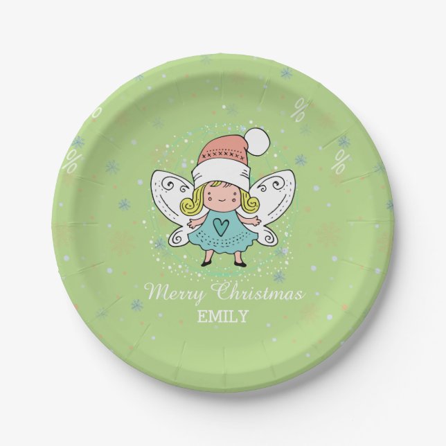 Christmas Girl Butterfly Pappteller (Vorderseite)