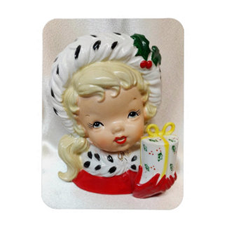 Christmas Girl Child Head Vase Präsent Holly Niedl Magnet