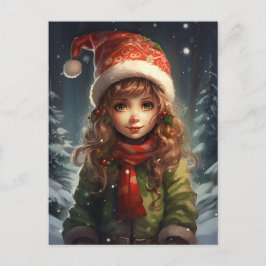 Christmas Girl Elf Feiertagspostkarte
