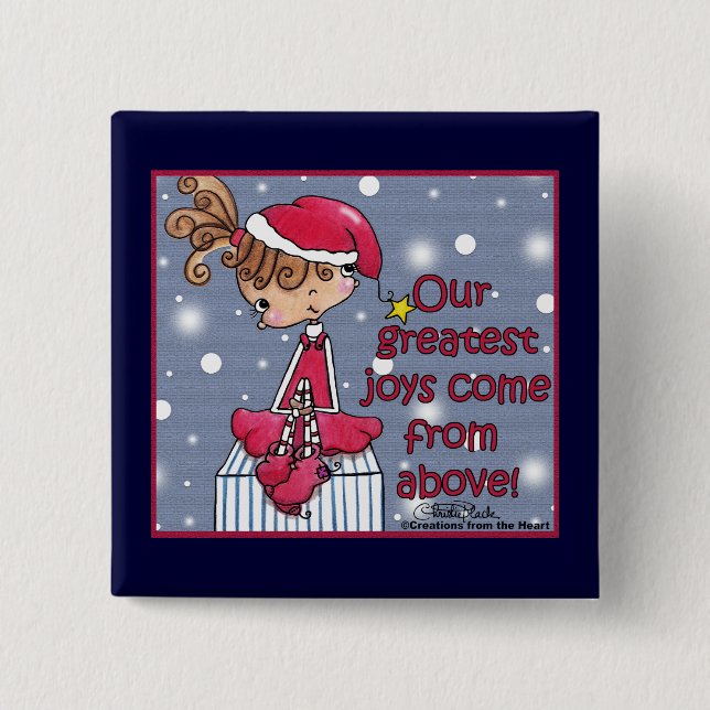 Christmas Girl-Joy von oben Button (Vorderseite)
